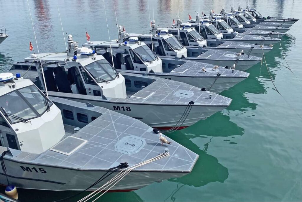 Moroccan navy metal shark boats