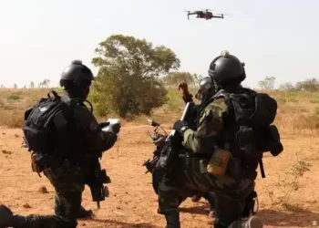 Cameroon's elite BIR special forces using a commercial drone during Exercise FlintLock 2019.