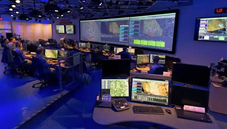 Airmen work in the the Common Mission Control Center at Beale Air Force Base, California, March 2021. (US Air Force/Shelton Keel)