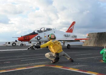 The T-45 trainer uses a Rolls-Royce F405 engine. (Photo: USN)