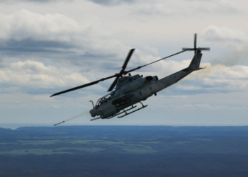A U.S. Marine Corps AH-1Z Viper with Marine Light Attack Helicopter Squadron 469 fires at a target during Resolute Dragon 22 at Yausubetsu Maneuver Area, Hokkaido, Japan, Oct. 6, 2022. Resolute Dragon 22 is an annual bilateral exercise designed to strengthen the defensive capabilities of the U.S.-Japan Alliance by exercising integrated command and control, targeting, combined arms, and maneuver across multiple domains. (U.S. Marine Corps photo by Cpl. Lorenzo Ducato)