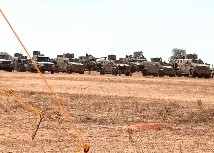A line-up of several types of armoured vehicles acquired by the Nigerian Army in recent time.