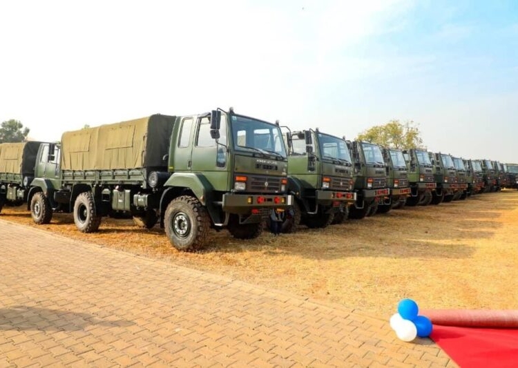 Buhari inaugurates 700 made-in-Nigeria troops-carrying Ashok Leyland trucks