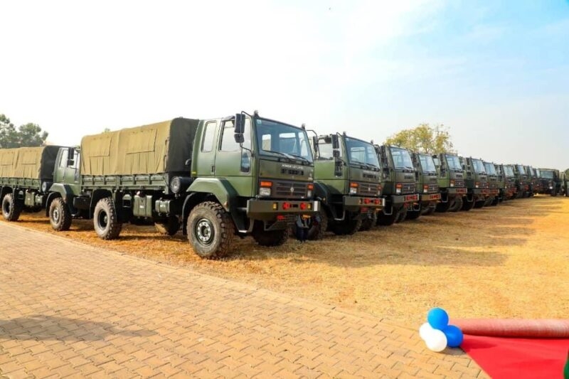 Buhari inaugurates 700 made-in-Nigeria troops-carrying Ashok Leyland trucks