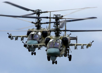Pair of Kamov Ka-52 Alligator attack helicopte