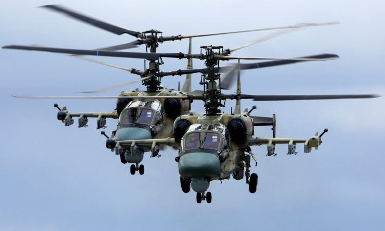 Pair of Kamov Ka-52 Alligator attack helicopte