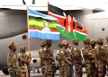 Kenyan troops fly the flags of the East African Community and Kenya in Goma, eastern DRC. Augustin Wamenya/Anadolu Agency via Getty Images