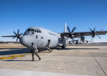 A Tunisian air force C-130J Super Hercules prepares for takeoff after completing a foreign military sales mission at Dover Air Force Base, Delaware, Jan. 28, 2021. Tunisia is a major non-NATO ally of the United States and already works with the Defense Department on many shared interests and concerns. Some of the shared interests include freedom of navigation, intelligence sharing, humanitarian operations and disaster relief. Due to its strategic geographic location, Dover AFB supports approximately $3.5 billion worth of FMS operations annually. (U.S. Air Force photo by Senior Airman Christopher Quail)