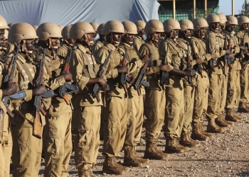 AMISOM Djiboutian soldiers in a parade to mark the 38th Anniversary of Djiboutian Armed Forces Day in Sector 4 Beletweyne, Somalia on June 6 2015. AMISOM Photo / Mohamed Haji