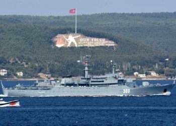 The Russian Navy training ship “Smolnyy” on Aug. 25 crossed the Dardanelles Strait for the Marmara Sea in Çanakkale.(Image by Turkish Coast Guard)