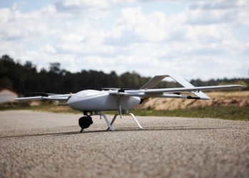 The LRO UAV has a combination of four rotors for VTOL and a push motor for horizontal flight, all with electrical propulsion and batteries.