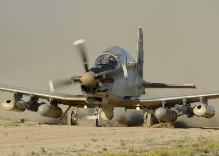 Textron Aviation is offering Beechcraft's AT-6E plane for U.S. Special Operations Command's armed overwatch program, after winning a small contract from the Air Force's light attack experiment. The aircraft have been deployed in large quantity by African Air Forces. Photo courtesy of Textron.