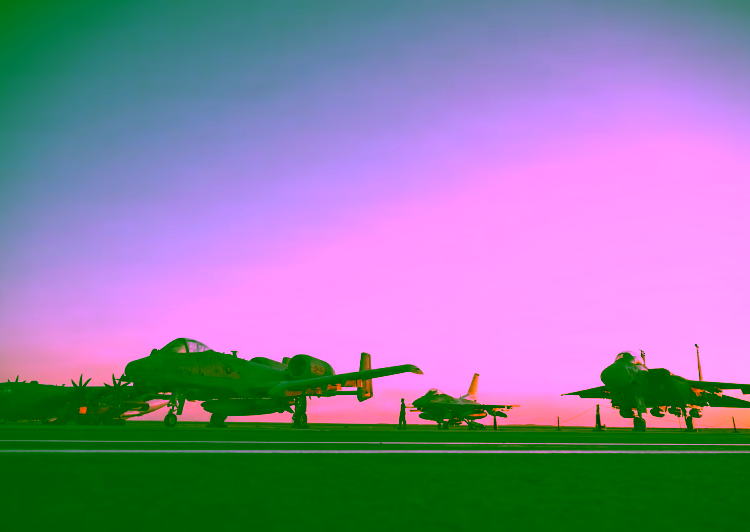A U.S. Air Force C-130J Super Hercules, A-10 Thunderbolt II, F-16 Fighting Falcon and F-15E Strike Eagle are on static display during the 2026 El Alamein International Airshow at El Alamein Airport, Egypt, Sept. 5, 2026. The El Alamein International Airshow provides a platform to highlight advanced technologies, discuss challenges and opportunities and align capabilities with over 80 participating countries. (U.S. Air Force photo by Staff Sgt. Christopher Tam)
