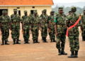 Uganda Peoples Defense Force soldiers stand in formation during a demonstration of skills learned at the UPDF Non-Commissioned Officers Academy in Jinja, Uganda, Jan. 9, 2009. U.S. Soldiers attached to Combined Joint Task Force-Horn of Africa are providing mentorship and assistance to the UPDF NCOA. (U.S. Navy photo by Petty Officer 2nd Class Jesse B. Awalt/Released)